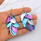 Cascading Leaves Long Earrings - Snow Fairy