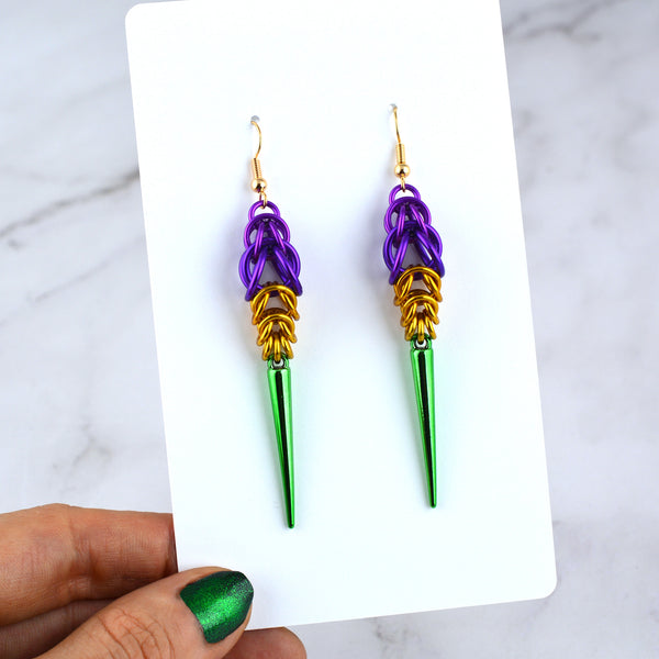 Mardi Gras Spike Earrings