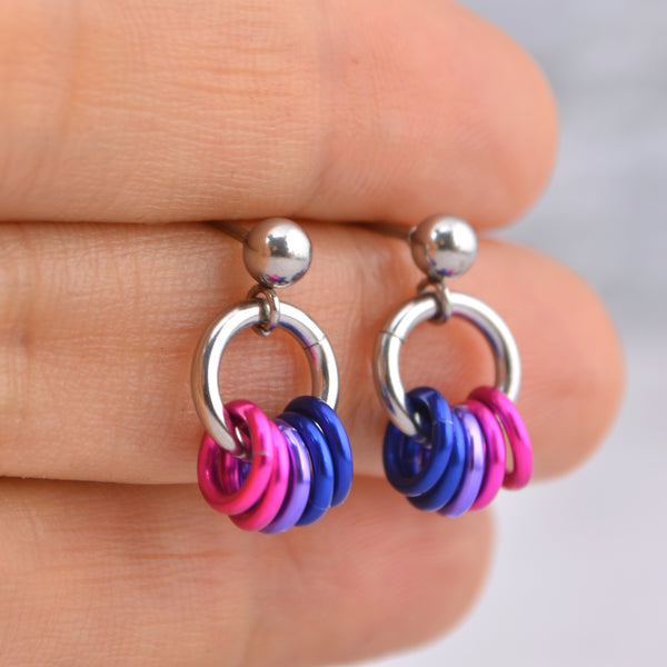 Bisexual Pride - Tiny Flag Earring Studs