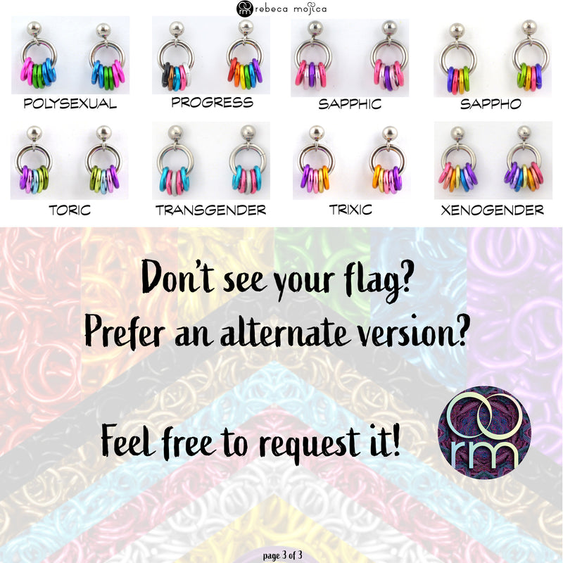 LGBTQIA+ Pride Tiny Hoop Flag Earrings - Pick Your Flag, 40+ Flags to Choose From