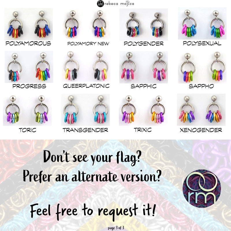 LGBTQIA+ Pride Tiny Hoop Flag Earrings - Pick Your Flag, 50+ Flags to Choose From