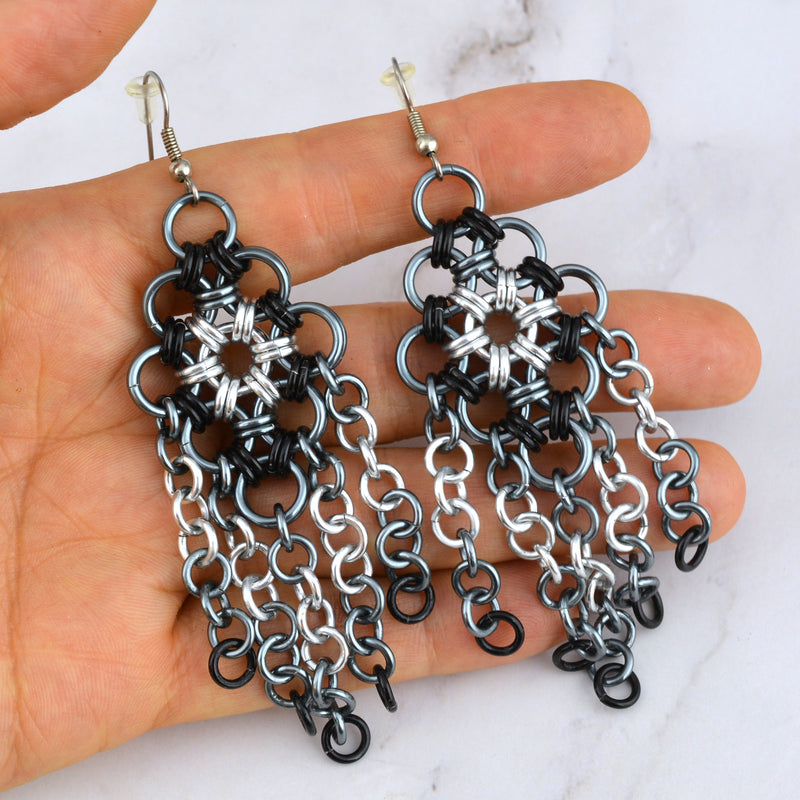 Chandelier Earrings - Industrial (Silver, Black, Grey)