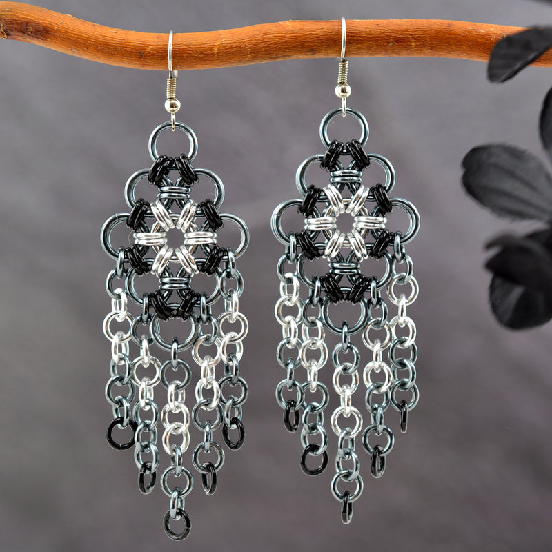 Chandelier Earrings - Industrial (Silver, Black, Grey)