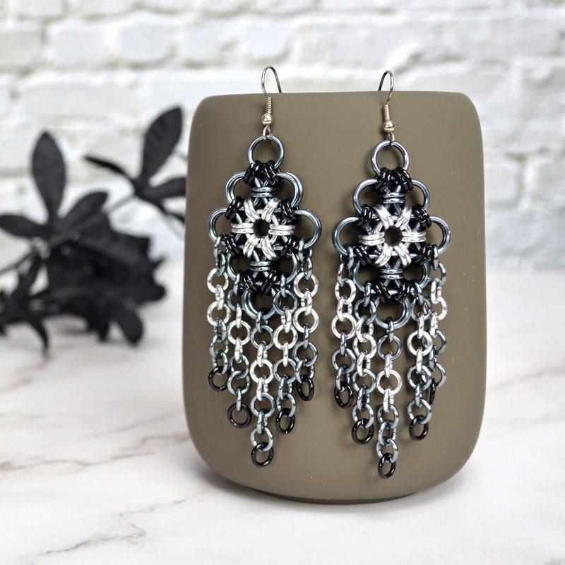 Chandelier Earrings - Industrial (Silver, Black, Grey)