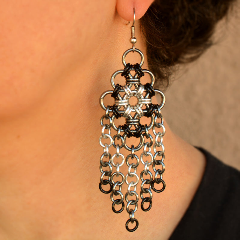 Chandelier Earrings - Industrial (Silver, Black, Grey)