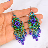 Chandelier Earrings - Peacock colors