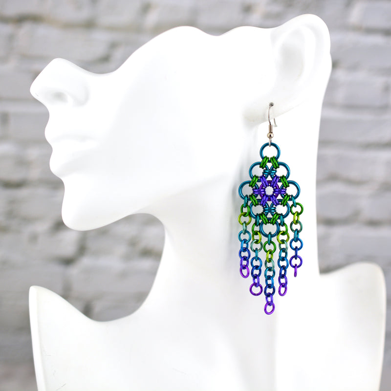 Chandelier Earrings - Peacock colors