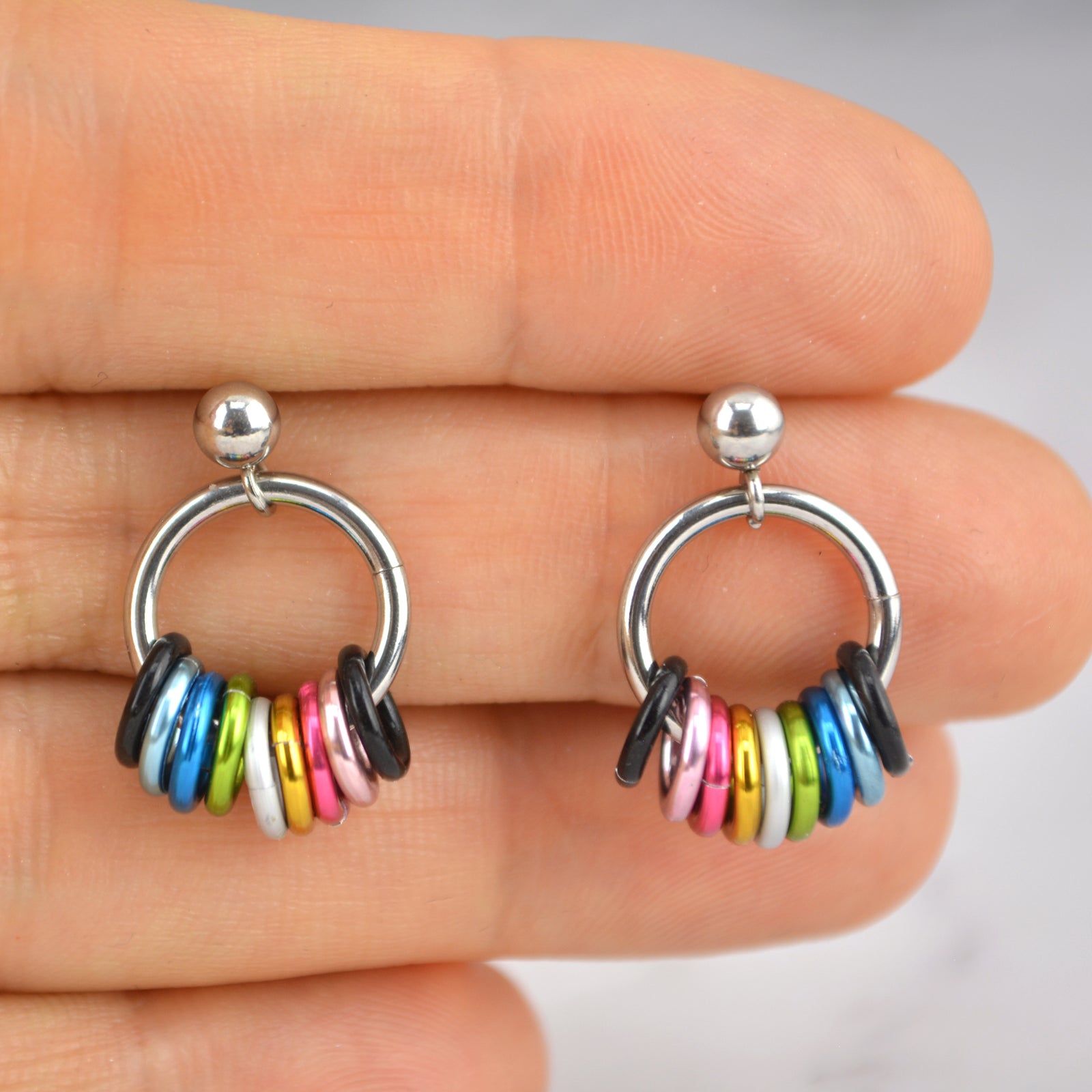 Queer Pride - Small Hoop Earring on Post – Rebeca Mojica Jewelry