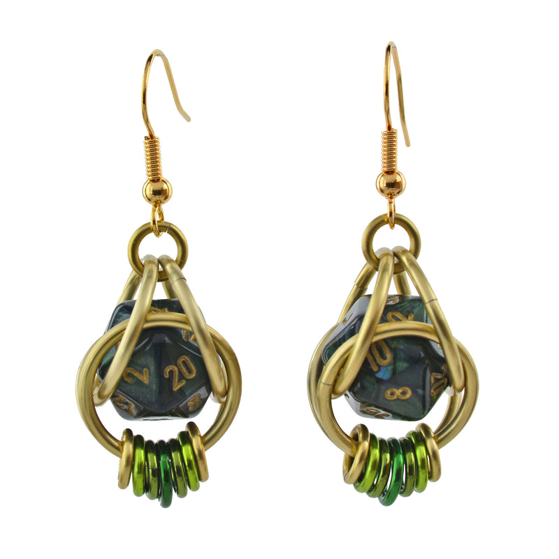 Forest Green d20 Earring