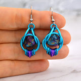 d20 Earrings - Magical Butterfly (Turquoise and Purple)