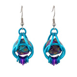 d20 Earrings - Magical Butterfly (Turquoise and Purple)