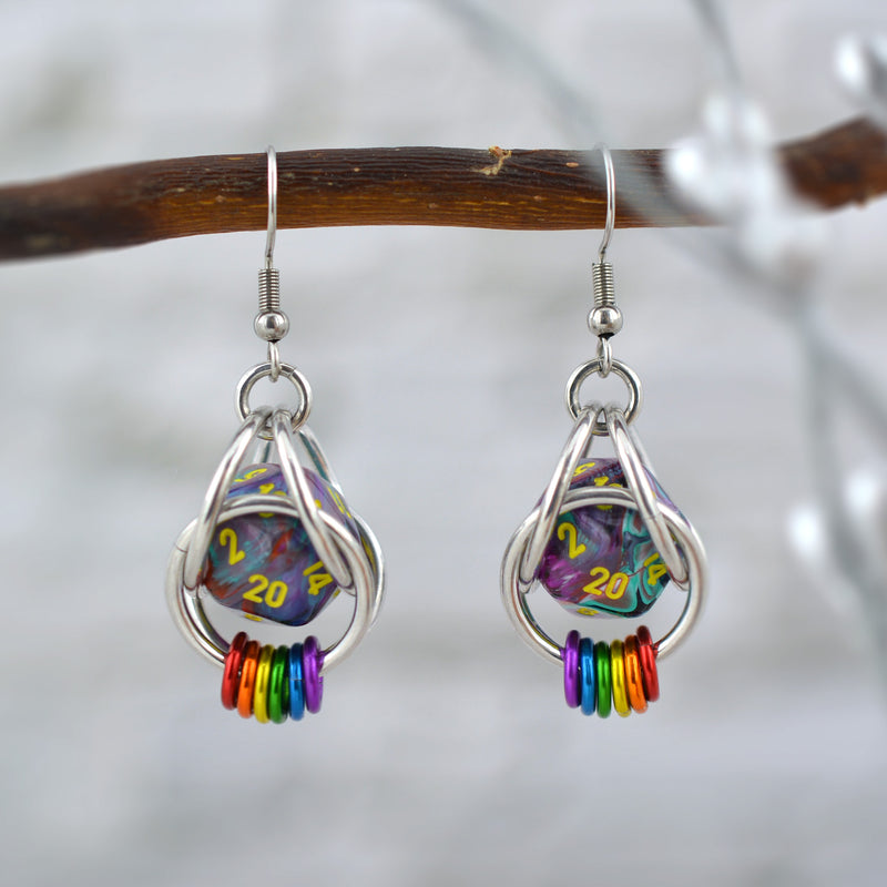 Rainbow Pride d20 Earring