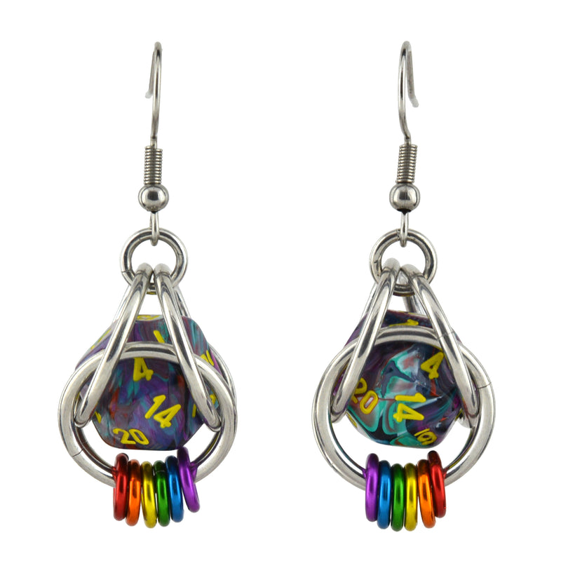 Rainbow Pride d20 Earring