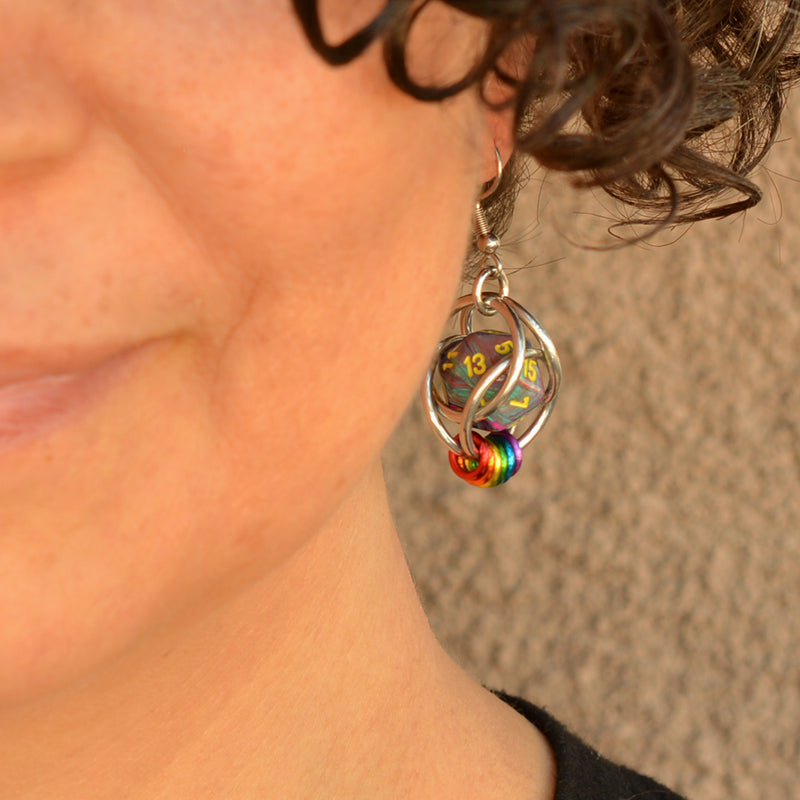 Rainbow Pride d20 Earring