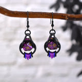 Purple Goth d20 Earrings