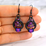 Purple Goth d20 Earrings