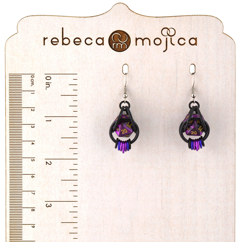 Purple Goth d20 Earrings