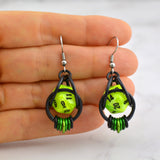 Neon Green d20 Earring