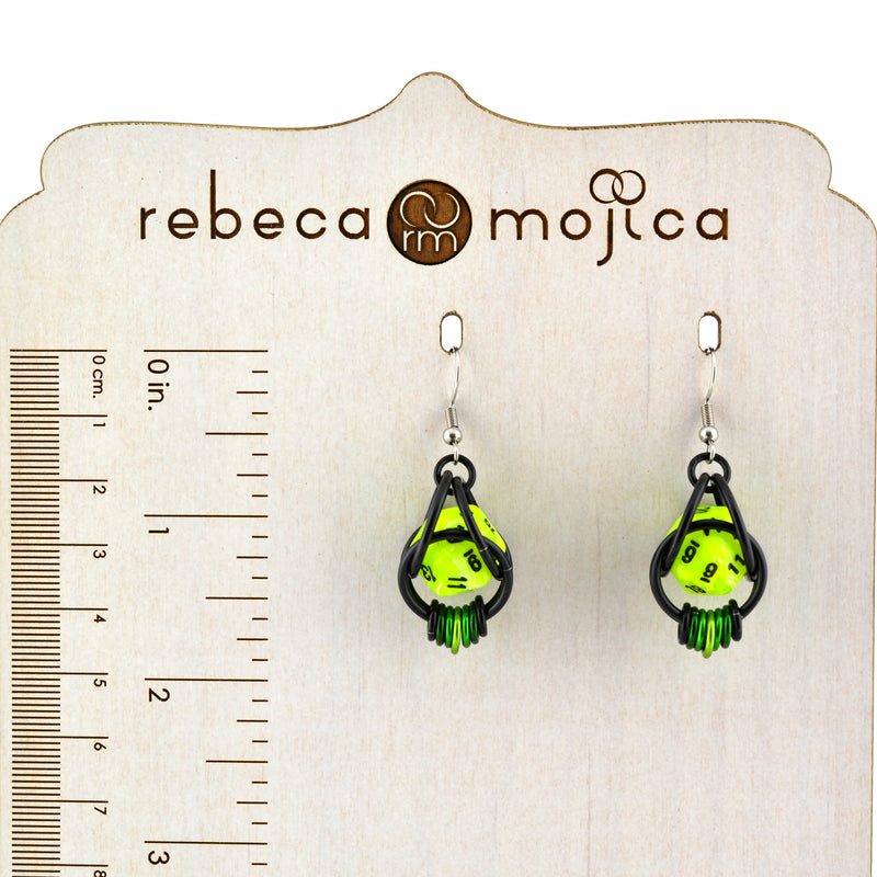 Neon Green d20 Earring