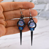 Black Spike UV Reactive d20 Earrings