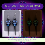 Clear Blue Shimmer UV Reactive d20 Earrings