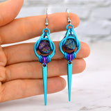 d20 Spike Earrings - Magical Butterfly (Turquoise and Purple)