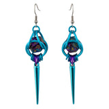 d20 Earrings - Magical Butterfly (Turquoise and Purple)