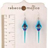 d20 Spike Earrings - Magical Butterfly (Turquoise and Purple)