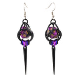 Purple Goth d20 Spike Earrings