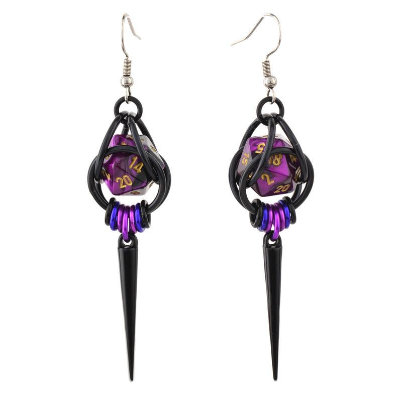 Purple Goth d20 Earrings