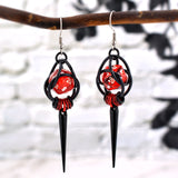 Red & Black Spike d20 Earrings