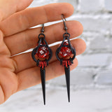 Red & Black Spike d20 Earrings