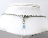 SALE: Small Mesh Necklace With Crystals - Stainless Steel - Black, Pink or Light Blue