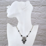 SALE: Small Mesh Necklace With Crystals - Stainless Steel - Black, Pink or Light Blue