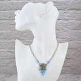 SALE: Small Mesh Necklace With Crystals - Stainless Steel - Black, Pink or Light Blue