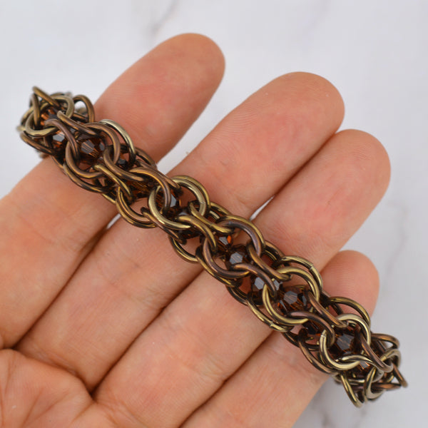 SALE: Brown Captive Crystals Niobium Bracelet - S/M - Approx 7.25"