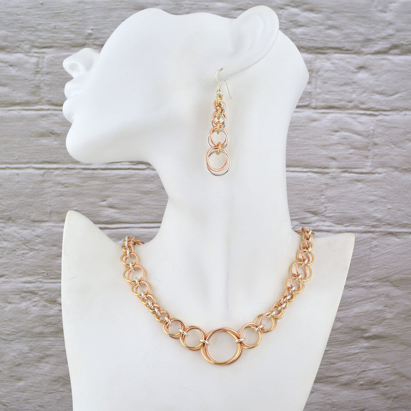 SALE: Luxe Silver and Gold Airy Neck Chain - Intertwined Sterling, Gold-Fill and Rose-Gold-Fill