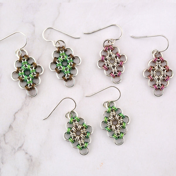 SALE: Sterling Silver + Niobium Japanese Diamond Earrings