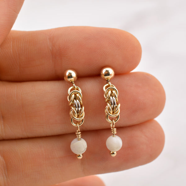 SALE: Minimalist Gold and Silver Byzantine Chainmaille Earring