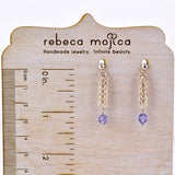 SALE: Small Sterling Braided Earring With Purple Crystal