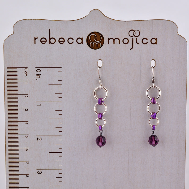 SALE: Tapered Sterling & Niobium Earrings With Crystals