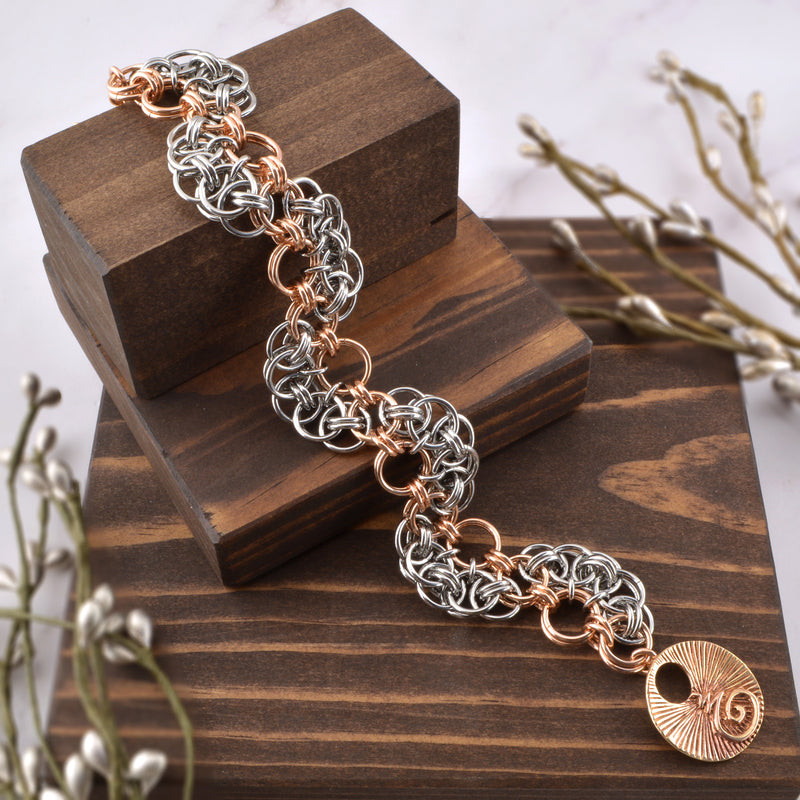 SALE: Steel & Bronze Curvy Bracelet - SMALL - 7"