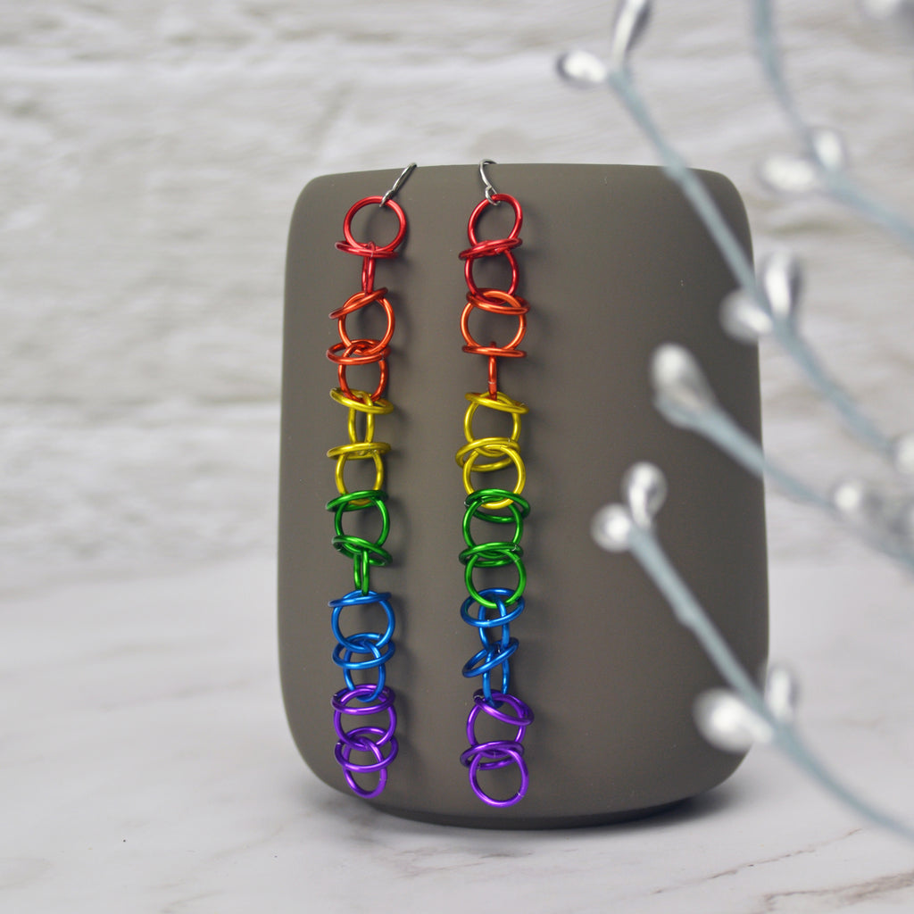 Rainbow Pride - Long Orbital Earrings – Rebeca Mojica Jewelry